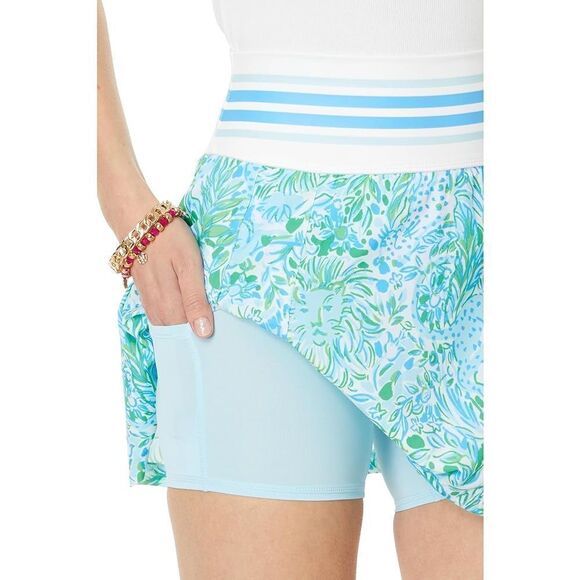 Lilly Pulitzer Luxletic Yvonne Tennis Skort Hydra Blue Dandy Lions Built in shor - Picture 4 of 9